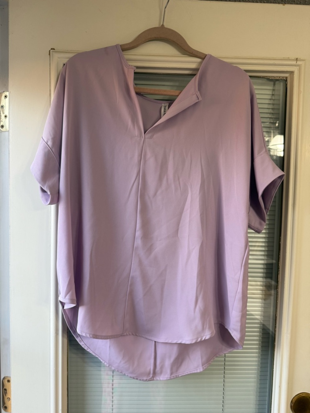 Zenana Outfitters Lavender V-Neck Short Sleeve Blouse